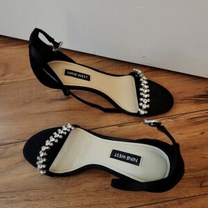 Nine West Black Heels with Pearl Accents